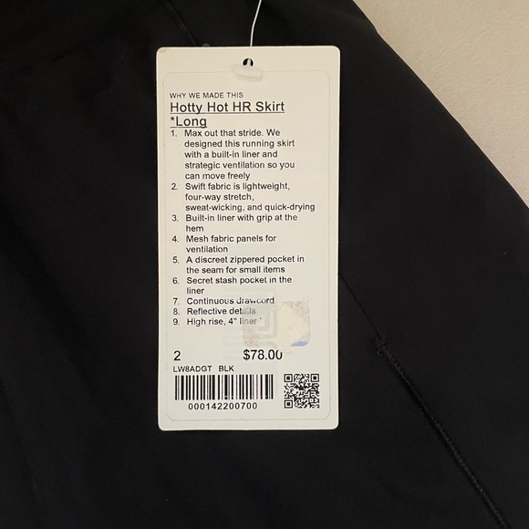 NWT Lululemon Hotty Hot HR Skirt Long Black Size 2 Shorts Underneath - Picture 11 of 11
